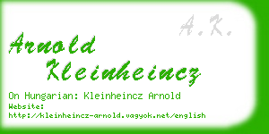 arnold kleinheincz business card